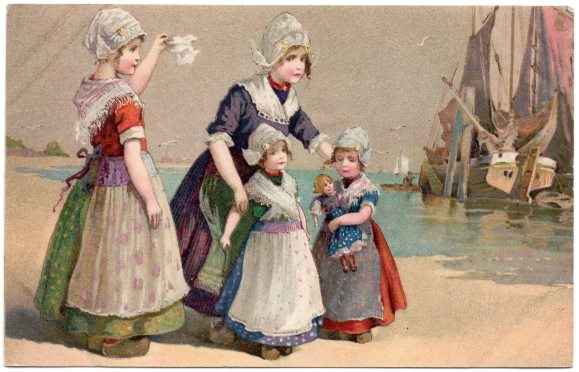 オランダ ヴィンテージポストカード 民族衣装の女性と子供 Robin S Patch
